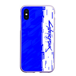 Чехол iPhone XS Max матовый Cyberpunk 2077 blue найтсити, цвет: 3D-светло-сиреневый