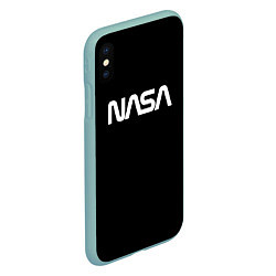 Чехол iPhone XS Max матовый NASA space logo, цвет: 3D-мятный — фото 2