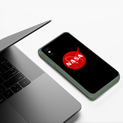 Чехол iPhone XS Max матовый NASA redlogo space usa, цвет: 3D-темно-зеленый — фото 2