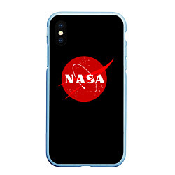 Чехол iPhone XS Max матовый NASA redlogo space usa, цвет: 3D-голубой