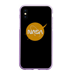 Чехол iPhone XS Max матовый NASA yellow logo, цвет: 3D-сиреневый