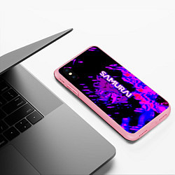 Чехол iPhone XS Max матовый Cyberpunk 2077 неоновые краски самурай, цвет: 3D-баблгам — фото 2