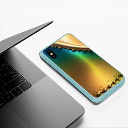 Чехол iPhone XS Max матовый Радужный градиент с накидкой, цвет: 3D-мятный — фото 2