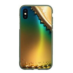 Чехол iPhone XS Max матовый Радужный градиент с накидкой, цвет: 3D-темно-зеленый