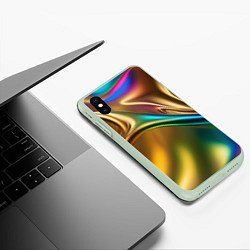 Чехол iPhone XS Max матовый Атласные изгибы, цвет: 3D-салатовый — фото 2