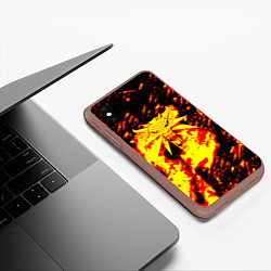 Чехол iPhone XS Max матовый Ведьмак огненное лого, цвет: 3D-коричневый — фото 2