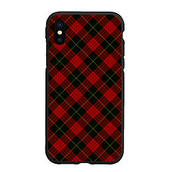 Чехол iPhone XS Max матовый Красно-зелёный клетчатый, цвет: 3D-черный