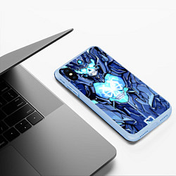 Чехол iPhone XS Max матовый Синий череп киберпанк, цвет: 3D-голубой — фото 2
