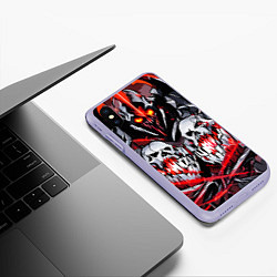Чехол iPhone XS Max матовый Красные адские черепа, цвет: 3D-светло-сиреневый — фото 2