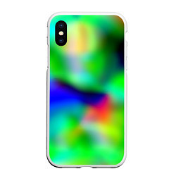 Чехол iPhone XS Max матовый Психоделический неоновый градиент, цвет: 3D-белый