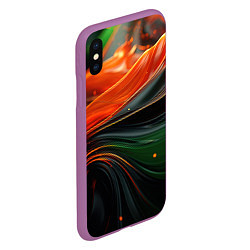 Чехол iPhone XS Max матовый Оранжевая и зеленый абстракция, цвет: 3D-фиолетовый — фото 2