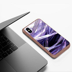 Чехол iPhone XS Max матовый Фиолетовые прозрачные полосы, цвет: 3D-коричневый — фото 2