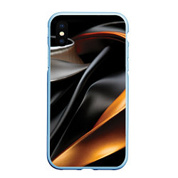 Чехол iPhone XS Max матовый Черная и оранжевая материя, цвет: 3D-голубой