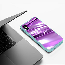 Чехол iPhone XS Max матовый Нежные фиолетовые полосы абстракта, цвет: 3D-мятный — фото 2