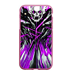 Чехол iPhone XS Max матовый Череп и фиолетовые полосы, цвет: 3D-малиновый