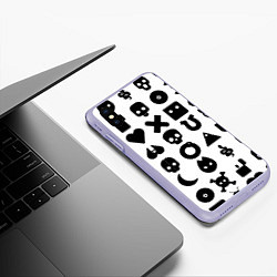 Чехол iPhone XS Max матовый Love death robots pattern white, цвет: 3D-светло-сиреневый — фото 2