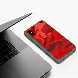 Чехол iPhone XS Max матовый Красный камуфляж крупный, цвет: 3D-темно-зеленый — фото 2
