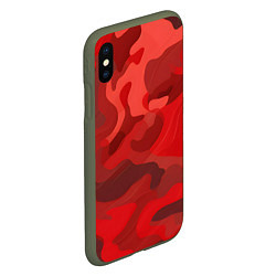 Чехол iPhone XS Max матовый Красный камуфляж крупный, цвет: 3D-темно-зеленый — фото 2
