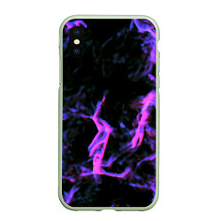 Чехол iPhone XS Max матовый Неоновая текстура разрывы текстура, цвет: 3D-салатовый