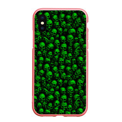 Чехол iPhone XS Max матовый Зеленые черепа, цвет: 3D-баблгам