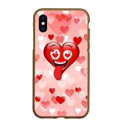 Чехол iPhone XS Max матовый Влюбленное сердечко, цвет: 3D-коричневый