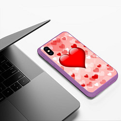 Чехол iPhone XS Max матовый Огромное сердце, цвет: 3D-фиолетовый — фото 2