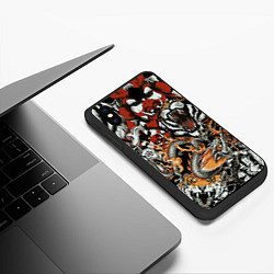 Чехол iPhone XS Max матовый Самурай дракон и тигр, цвет: 3D-черный — фото 2