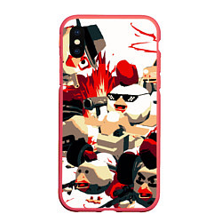 Чехол iPhone XS Max матовый Чикен Ган разборка, цвет: 3D-красный