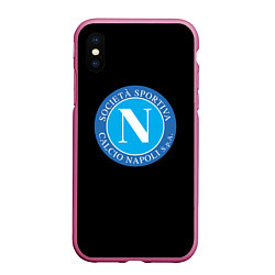 Чехол iPhone XS Max матовый Napoli fc, цвет: 3D-малиновый