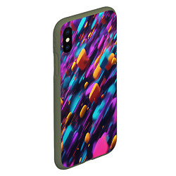 Чехол iPhone XS Max матовый Полёт цветных частиц - нейросеть, цвет: 3D-темно-зеленый — фото 2