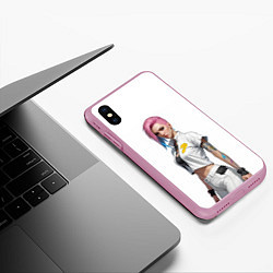 Чехол iPhone XS Max матовый Девушка в белом Cyberpunk 2077, цвет: 3D-розовый — фото 2
