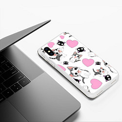 Чехол iPhone XS Max матовый Влюблённый котик аниме и сердечки, цвет: 3D-белый — фото 2