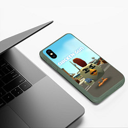 Чехол iPhone XS Max матовый Chicken Gun - shooter, цвет: 3D-темно-зеленый — фото 2