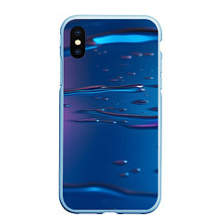 Чехол iPhone XS Max матовый Неоновая поверхность синяя с каплями воды, цвет: 3D-голубой