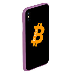 Чехол iPhone XS Max матовый Биткоин криптовалюта оранжевое лого, цвет: 3D-фиолетовый — фото 2