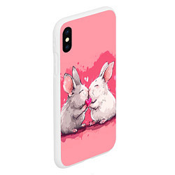 Чехол iPhone XS Max матовый Милые влюбленные кролики, цвет: 3D-белый — фото 2
