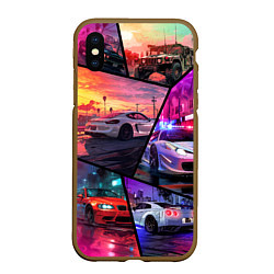 Чехол iPhone XS Max матовый GTA style cars, цвет: 3D-коричневый