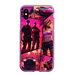 Чехол iPhone XS Max матовый GTA V style art, цвет: 3D-фиолетовый