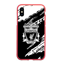 Чехол iPhone XS Max матовый Liverpool белые краски текстура, цвет: 3D-красный