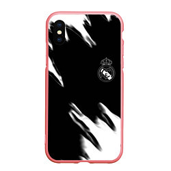 Чехол iPhone XS Max матовый Real madrid белые краски текстура, цвет: 3D-баблгам