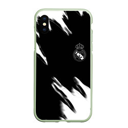 Чехол iPhone XS Max матовый Real madrid белые краски текстура