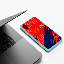 Чехол iPhone XS Max матовый Барселона спорт краски текстура, цвет: 3D-мятный — фото 2