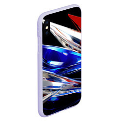 Чехол iPhone XS Max матовый Белая синяя красная острая абстракция, цвет: 3D-светло-сиреневый — фото 2