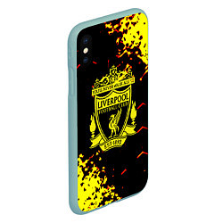 Чехол iPhone XS Max матовый Liverpool жёлтые краски текстура, цвет: 3D-мятный — фото 2