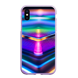 Чехол iPhone XS Max матовый Неоновые линии платформы, цвет: 3D-сиреневый