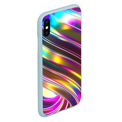 Чехол iPhone XS Max матовый Неоновый скрученный металл разноцветный, цвет: 3D-голубой — фото 2