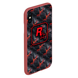 Чехол iPhone XS Max матовый Rockstar - glow rifts, цвет: 3D-красный — фото 2