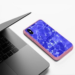 Чехол iPhone XS Max матовый Синяя вода текстура, цвет: 3D-малиновый — фото 2