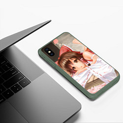 Чехол iPhone XS Max матовый Touhou Project Рейму милая, цвет: 3D-темно-зеленый — фото 2