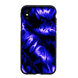 Чехол iPhone XS Max матовый Абстракция чёрно-синий шёлк, цвет: 3D-черный